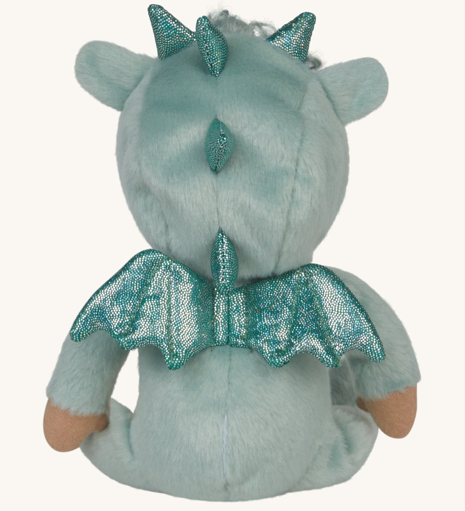 An image showing the back of the Olli Ella Dante the dragon dinky dinkum doll showing the dragon wings detail.