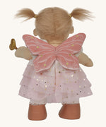 An image showing the back of the Olli Ella Willow dream dinkum doll available showing the stitch detail on the fairy wings