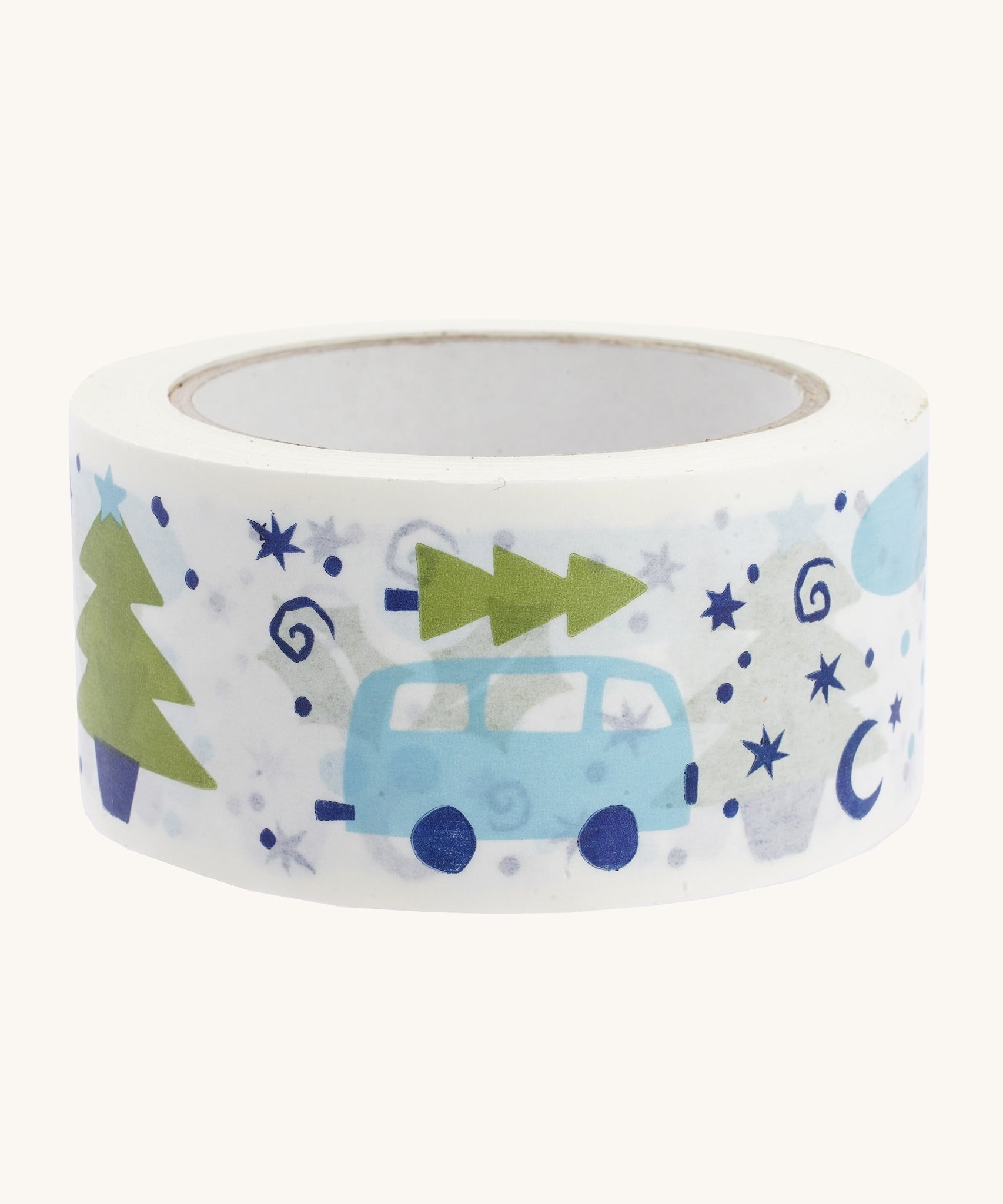 Babipur wide Christmas Camper Van eco paper tape on a cream background