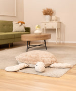 Senger giant turtle in sand colour available at Babipur. A soft and cuddly giant turtle toy with a grey body and light brown shell
