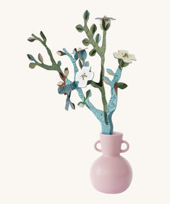 Studio roof small Van Gough inspired bouquet with almond blossom decoration available at Babipur displayed in a pink vase