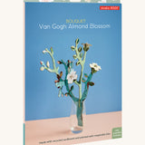 The cardboard packaging for the Studio roof small Van Gough inspired bouquet with almond blossom decoration available at Babipur