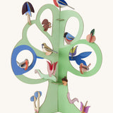 Studio roof singing tree from the capsule collection available at Babipur. A green tree decoration with different garden birds