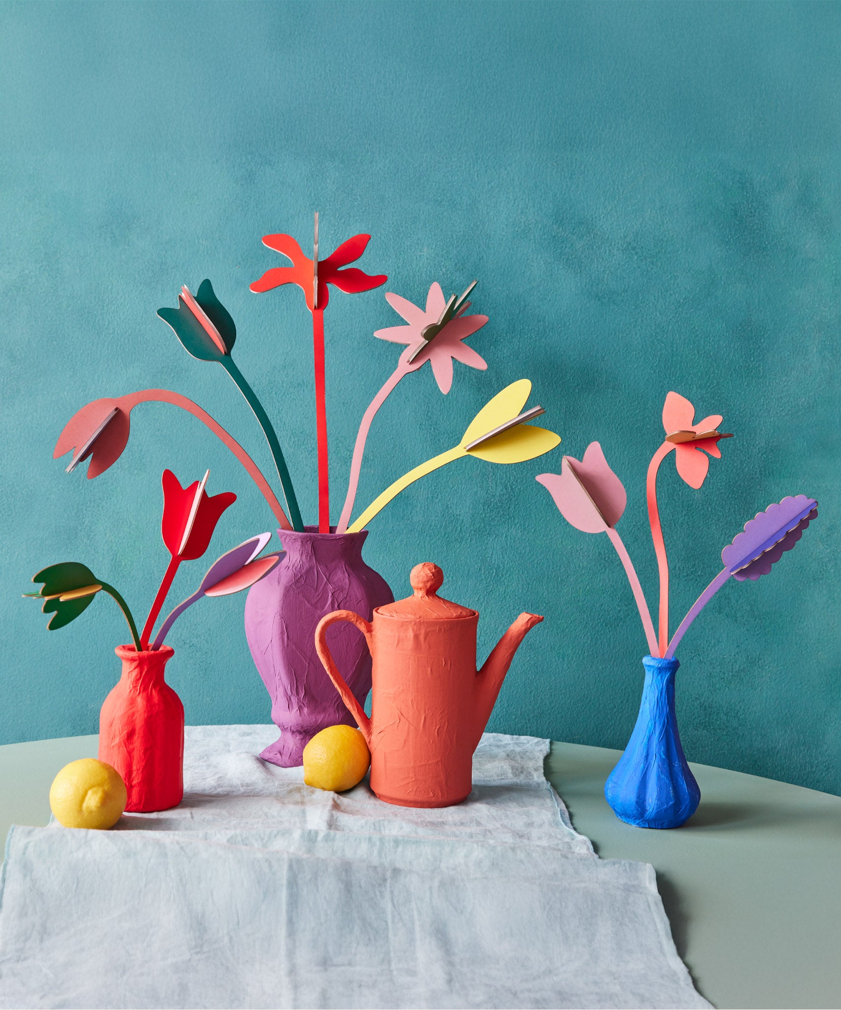 A lovely display using the 3 cardboard  DIY bouquet sets available at Babipur.