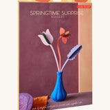 The pastel coloured cardboard packaging presenting the Studio Roof cardboard bouquet in springtime surprise colour way available at Babipur.