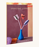 The pastel coloured cardboard packaging presenting the Studio Roof cardboard bouquet in springtime surprise colour way available at Babipur.