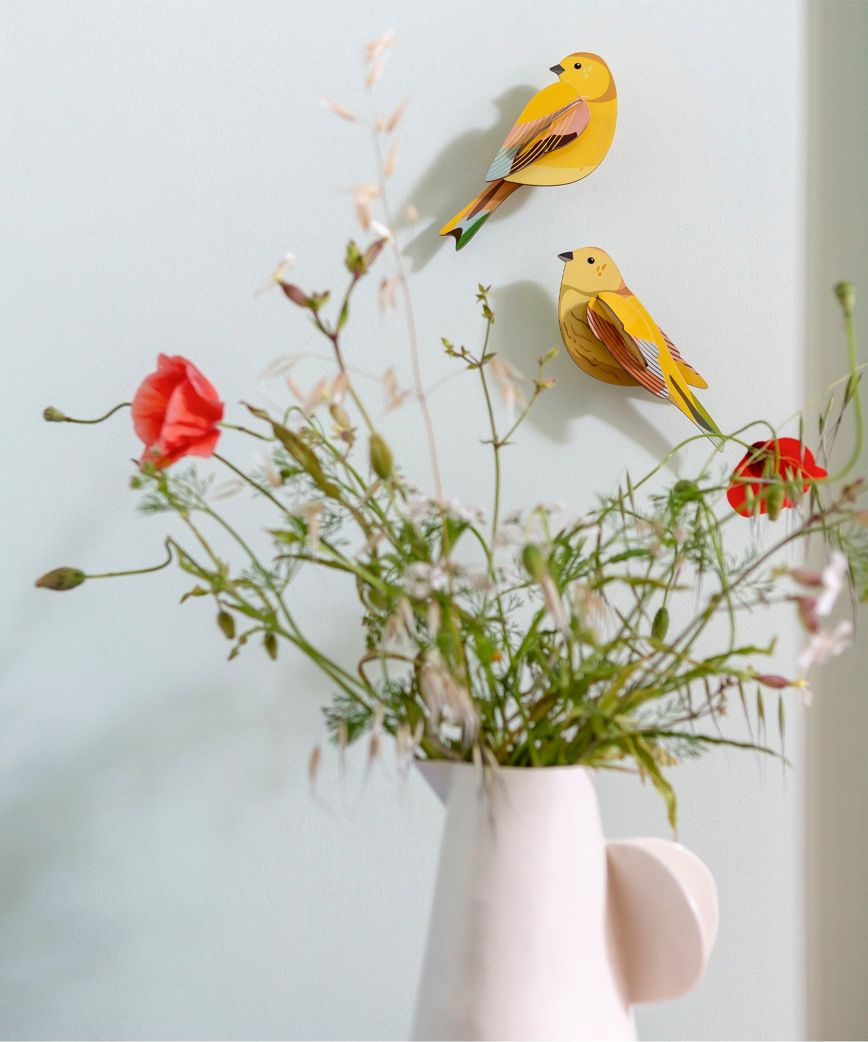 Studio Roof citrinella pair wall decorations available at Babipur hanging on a lightly coloured wall