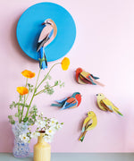 A group of Studio Roof garden birds hanging decorations including the Studio Roof citrinella pair available at Babipur.