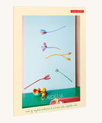 The pastel coloured packaging presenting the A Studio Roof cardboard Cordelia floral art mobile set available at Babipur.