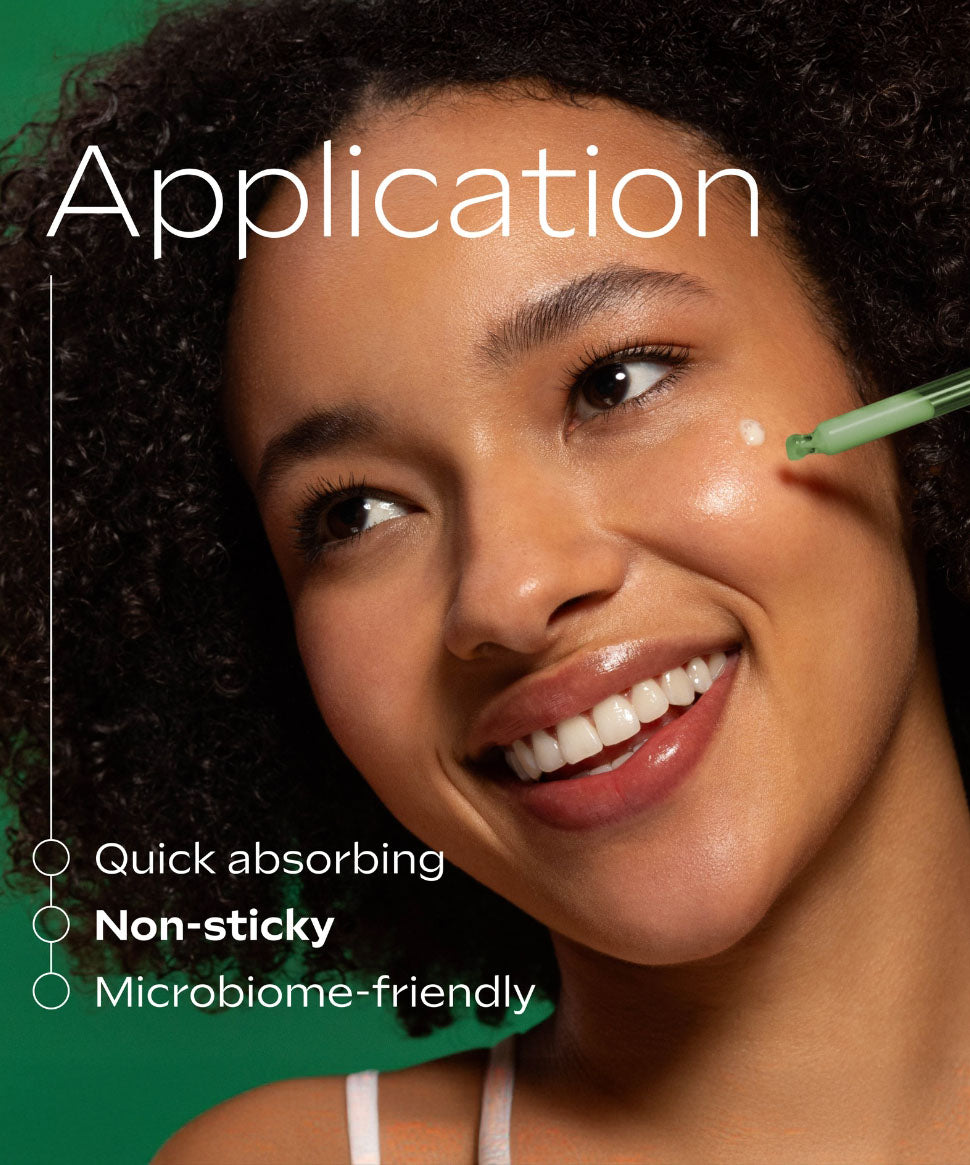 A graphic showing when the Weleda skin food super serum is applied on the skin. This serum is available at Babipur.