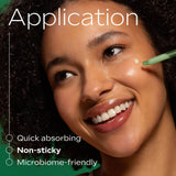 A graphic showing when the Weleda skin food super serum is applied on the skin. This serum is available at Babipur.