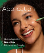 A graphic showing when the Weleda skin food super serum is applied on the skin. This serum is available at Babipur.