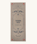 The outside of the Wooden Story Nighthawk Rattle cardboard box, decorated in a vintage inspired print, with two birds