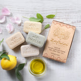 Zaytoun Pure Olive Oil Soap Gift Set. A selection of Nablus soap bars. Included are Pure Olive Oil, Lemon, Rose, and Sage