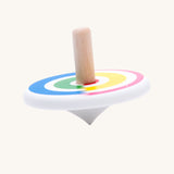 Bajo wooden Colourful Semi Circles Spinning Top toy. These heirloom quality toys by Bajo are part of a wide range of wooden toys available here at Babipur.