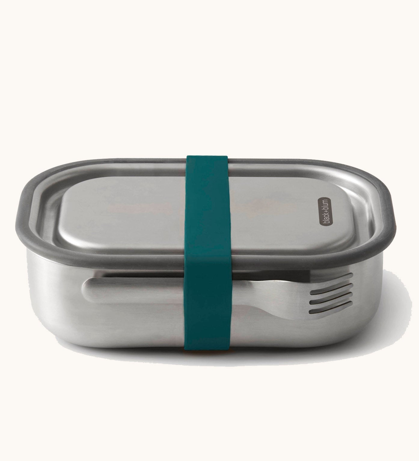 Black+Blum Large Leak Proof Stainless Steel Lunch Box with ocean blue coloured strap. This lunchbox is part of a wide range of stainless steel lunch box options available here at Babipur.