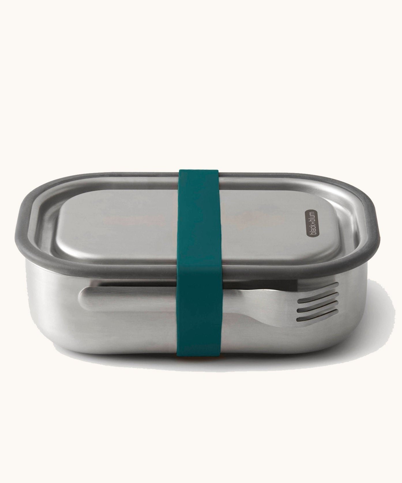 Black+Blum Large Leak Proof Stainless Steel Lunch Box with ocean blue coloured strap. This lunchbox is part of a wide range of stainless steel lunch box options available here at Babipur.