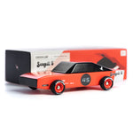 Candylab kids collectable red seagull race car toy on a white background next to its box