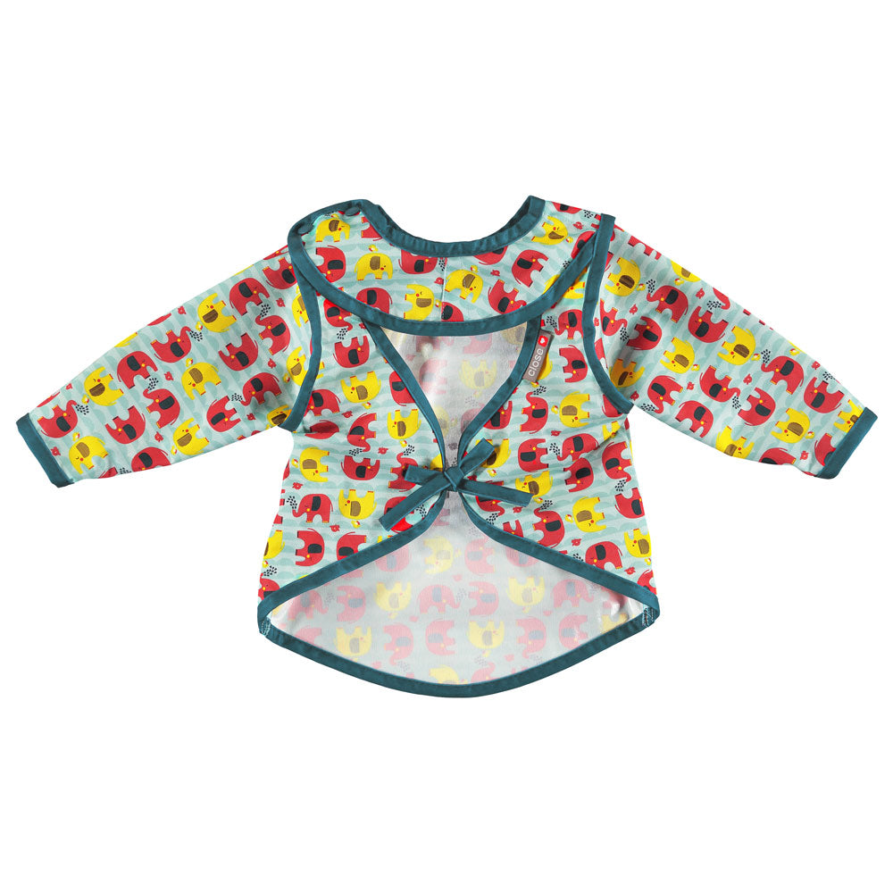 Back of the Close babipur childrens elephant stage 3 bib on a white background