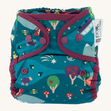 The Close Parent x Babipur exclusive pop-in reusable cloth nappy, in a Dan y Ser print