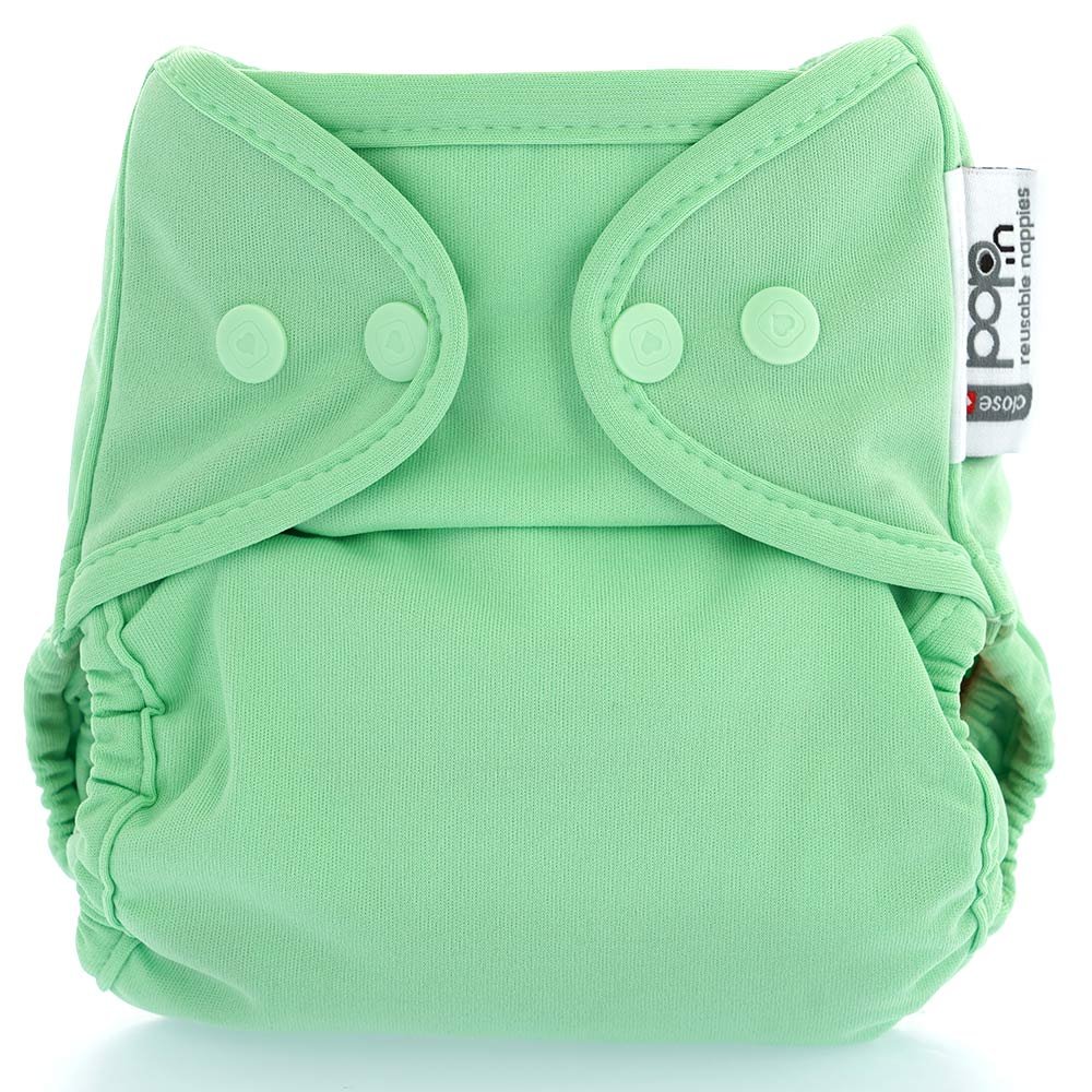 The Close Parent Pop-In reusable cloth nappy with popper fastenings, in mint green