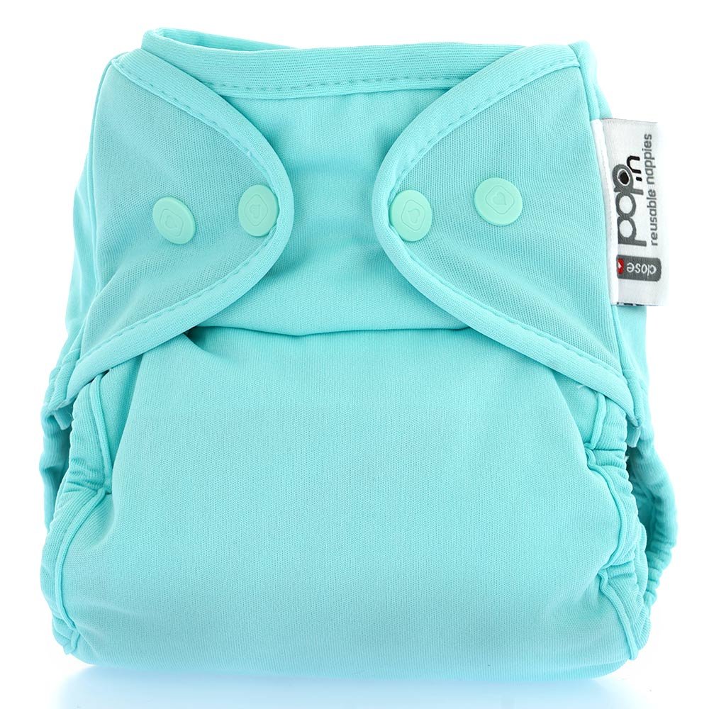 The Close Parent Pop-In reusable cloth nappy with popper fastenings, in sky blue