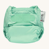 The Close Pop-In reusable cloth nappy with adjustable velcro, in mint green.