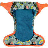 The inside of The Close Pop-In +bamboo reusable cloth nappy with adjustable velcro closures, opened to show the bamboo lining