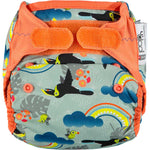 The Close Pop-In +bamboo reusable cloth nappy with adjustable velcro closures, in a toucan print
