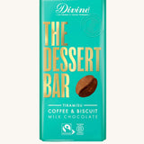 The Divine Tiramisu Dessert Bar in it's wrapper on a plain background.