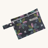 Earthwise Period Pad Purse in charcoal flowers print.