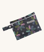 Earthwise Period Pad Purse in charcoal flowers print.