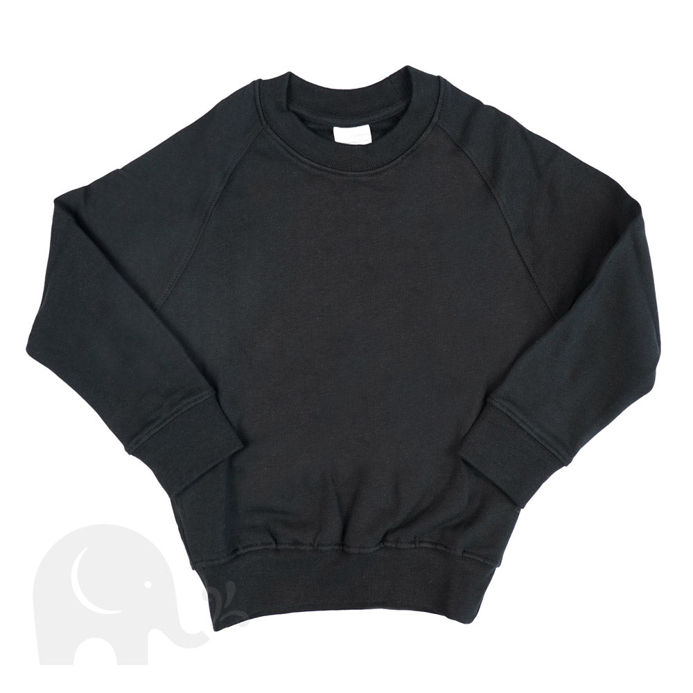 An Eco Outfitters organic school jumper in black.