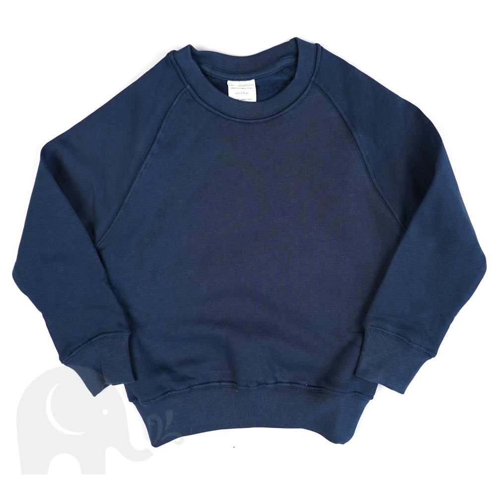 An Eco Outfitters organic school jumper in navy.