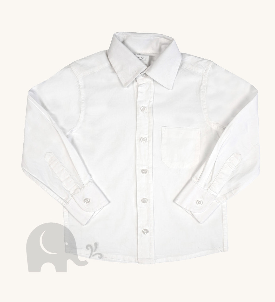 The Eco Outfitters Fair Trade and organic cotton school uniform shirt, with long sleeves, a smart collar, and buttons
