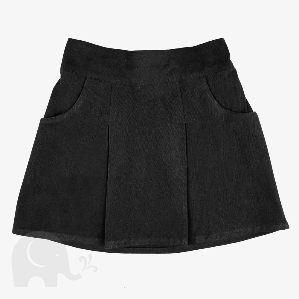 The Eco Outfitters organic cotton school pleated skirt in black.