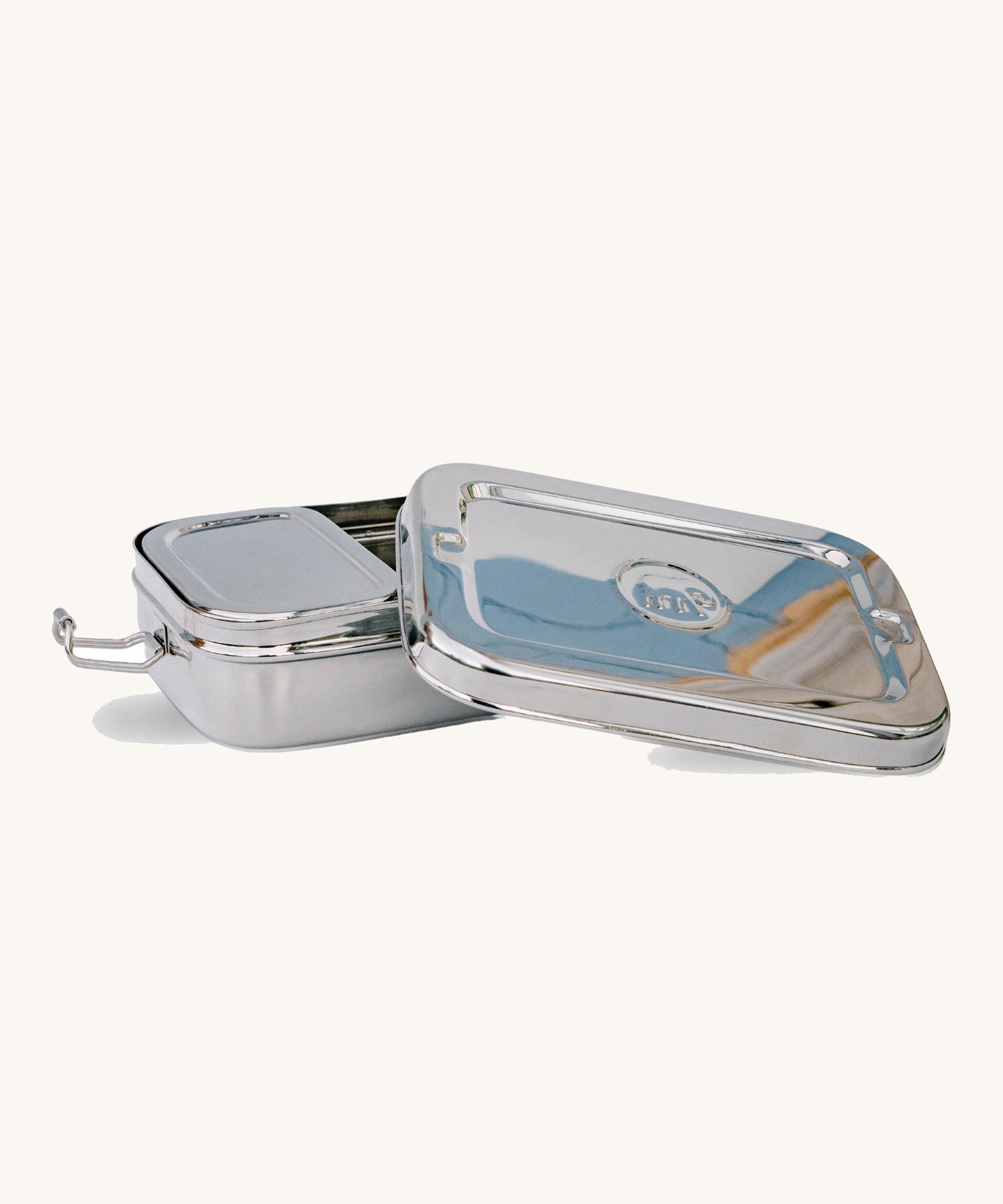The Elephant Box Jumbo 2-in-1 stainless steel lunch box, with the small box slotted into the larger one.