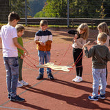 showing the wooden sitting/standing balancing board