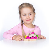 Erzi wooden geo building block set in played by a child