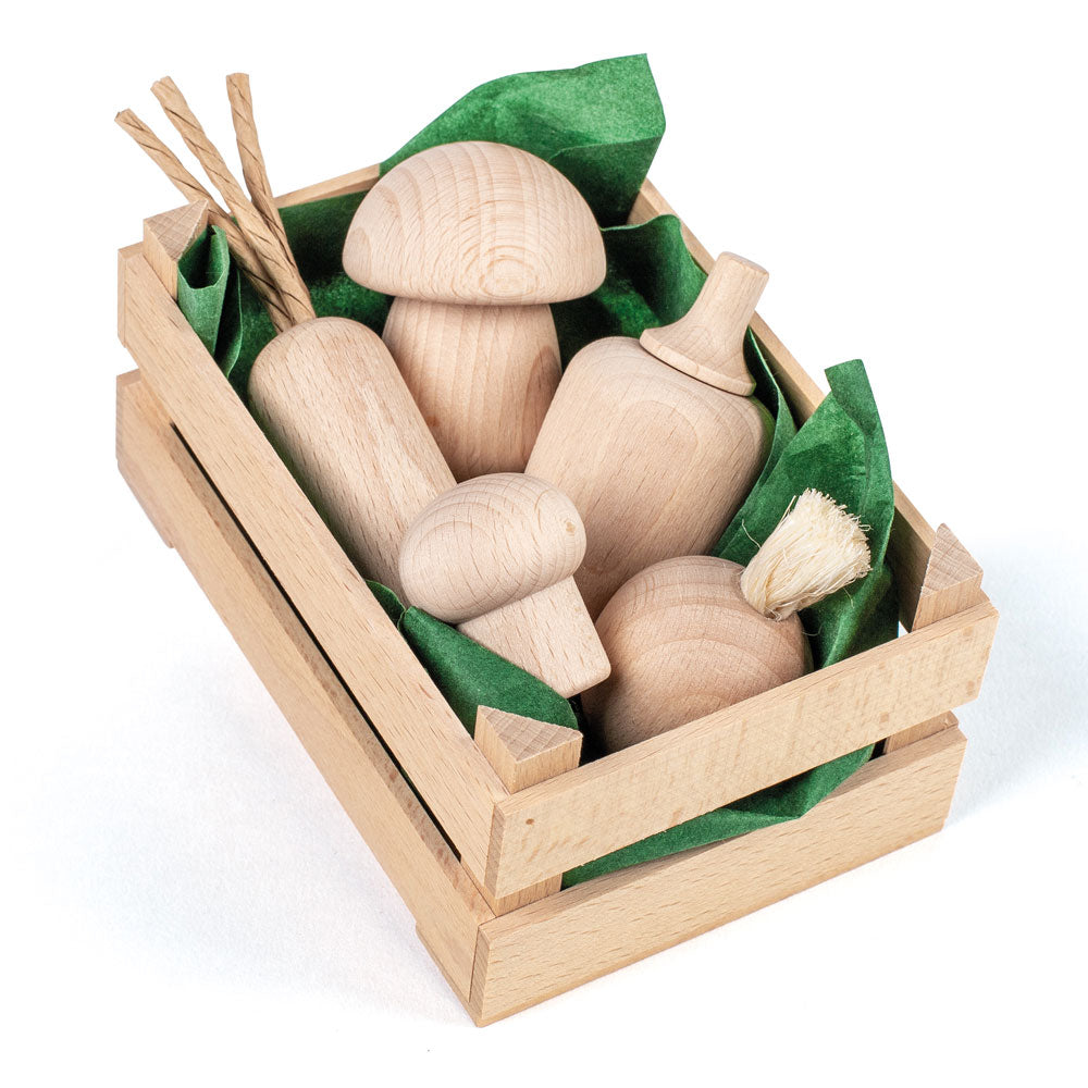 Erzi Small Assorted Natural Wooden Vegetables Play Food Set – Babipur