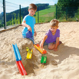 Erzi wooden water and marble run played with in the sand