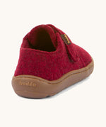 The back of the Froddo barefoot wooly children's shoe in Bordeaux available at Babipur showing the grippy sole detail