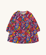 Frugi Organic Cotton Chloe Corduroy Dress for Babies and Toddlers featuring a Retro Floral print design. This dress is a part of a wide range of organic cotton clothing for children available here at Babipur.