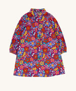 Frugi Elsie Organic Printed Cord Dress with a Retro Floral print design. This cord dress is a part of a wide range of organic cotton clothing for children available here at Babipur.