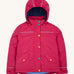 Frugi kids 3 in 1 rambler coat in snapdragon /navy colourway. A waterproof coat from post consumer recycled polyester. Features a removable hood and 2 side pockets with different colour poppers