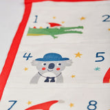 A closeup of The Frugi Organic cotton Christmas advent calendar, showing day 4 pouch with a cute koala illustration in Frugi's iconic style