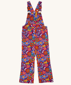Frugi Retro Floral Kids' Flared Organic cotton Corduroy Dungarees. These cord dungarees are part of a wide range of organic cotton clothing for children available here at Babipur.