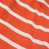 A close up of Frugi Stithian Shorts in Tiger Orange Breton.