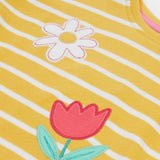 frugi top flower detail, tulip embroidery