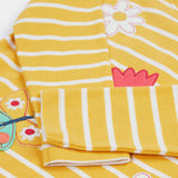 frugi top sleeve detail, yellow breton stripes
